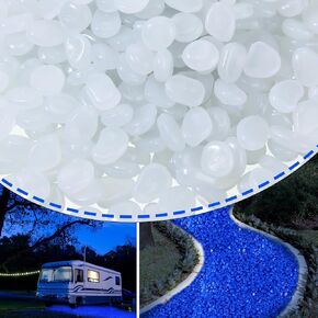Sasylvia 3000 Pcs Glow in The Dark Rocks 1 Inch Glow Rocks 12.6 LB Garden Glow in The Dark Stone Outdoor Glow in The Dark Pebbles for Landscaping Walkway Pathway Backyard Fish Tank Plant (Dark Blue)