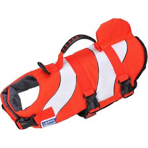 سترة نجاة للكلاب، سترة نجاة تعويم للحيوانات الأليفة، سترة نجاة للكلاب، بدلة سباحة مع مقبض لسلامة المياه على الشاطئ، حمام السباحة، القوارب (كبير، سمكة المهرج) in Kuwait