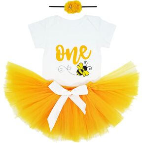 Infant Baby Girls 1st Birthday Outfits Romper with Headband + Tutu Skirt Toddler Princess Dress