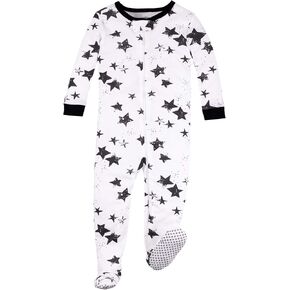 Lamaze Super Combed Natural Cotton Footed Stretchie One Piece Sleepwear, Baby and Toddler, Zipper, 1 Pack, Black Stars, 18 Months in Kuwait