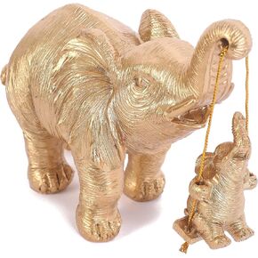 Cute Elephant Statue Cool Gold Elephant Brings Good Luck, Health, Strength Decorations for Home, Office, Shelf, Living Room