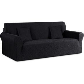 Ruaozz Stretch Sofa Cover 1 Piece Couch Covers for 3 Cushion Couch Non Slip Universal Sofa Slipcover Washable Soft Jacquard Furniture Protector with 2 pcs Throw Pillow Covers (3 Seater, Grey)