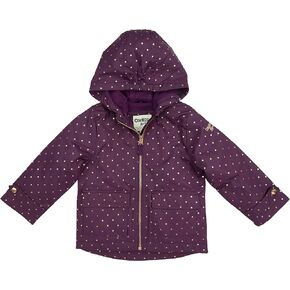 معطف شتوي بغطاء للرأس للفتيات من OshKosh B'gosh، أرجواني مع نقاط فويل أنيقة بالكامل in Kuwait