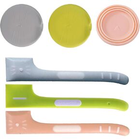 أغطية علب WOHENI، أغطية علب طعام الكلاب، أغطية علب طعام القطط، أغطية علب طعام الحيوانات الأليفة مع ملعقة طعام للكلاب، ملعقة طعام القطط وغطاء العلبة، ملاعق طعام الحيوانات الأليفة للأغذية الرطبة (رمادي + وردي + أخضر) in Kuwait