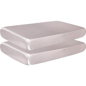2 Pack Satin Crib Sheets for Baby Hair Soft and Silky Fitted Crib Sheets Neutral Colors for Standard Size Crib and Toddler Mattress Gender Neutral Crib Sheets