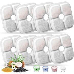 Cat Water Fountain Replacement Filters Fit for 2.5L Fountain with Whiskers Pattern Triple Action Water Pet Cat Drinking Fountain Filter Pack of 12