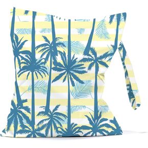 JRHung حقيبة مبللة مقاومة للماء، حقيبة قماش قابلة لإعادة الاستخدام، حقيبة رطبة وجافة، حقيبة غسيل كبيرة للسفر، ملابس متسخة، بدلة استحمام، حقيبة تمرين لصالة الألعاب الرياضية، ملابس السباحة، اليوغا، السفر، حمام السباحة، الشاطئ (أوراق النخيل، ديكور شجرة 6) in Kuwait