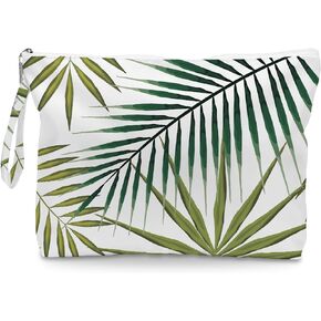 Cosmetic bags, toiletries bags, waterproof large capacity travel makeup bags, zipper bags for women, girls, sisters, friends, palm leaf tropical bohemian palm plant print