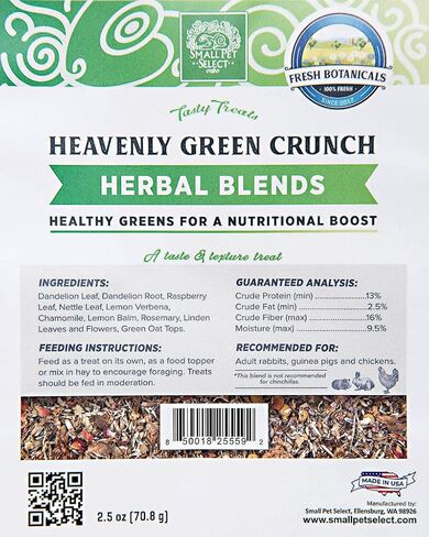 Small Pet Select - Heavenly Green Crunch Herbal Blend, a Natural Herbal Treat for Rabbits and Guinea Pigs, 4.4oz in Saudi Arabia