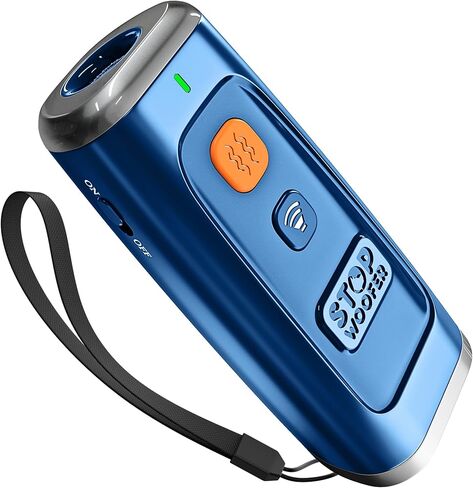 ستوب ووفر جهاز التحكم في نباح الكلاب - جهاز مضاد للنباح للكلاب S/M/L - 4 اوضاع تدريب وردع - صافرة كلب بالموجات فوق الصوتية قابلة لاعادة الشحن لوقف النباح حتى 16.4 قدم، امنة للبشر والكلاب (ازرق) in Kuwait