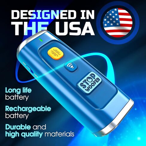 ستوب ووفر جهاز التحكم في نباح الكلاب - جهاز مضاد للنباح للكلاب S/M/L - 4 اوضاع تدريب وردع - صافرة كلب بالموجات فوق الصوتية قابلة لاعادة الشحن لوقف النباح حتى 16.4 قدم، امنة للبشر والكلاب (ازرق) in Kuwait