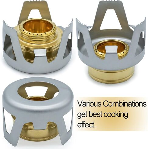 Portable Mini Alcohol Stove for Backpacking Lightweight Brass Spirit Burner with Aluminium Stand for Outdoor Hiking Camping Camp Survival - Gray in Kuwait