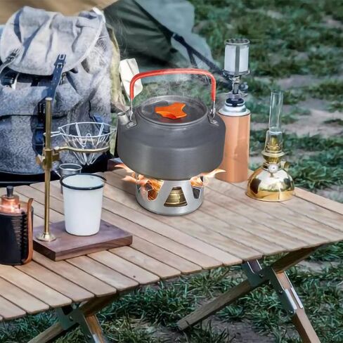 Portable Mini Alcohol Stove for Backpacking Lightweight Brass Spirit Burner with Aluminium Stand for Outdoor Hiking Camping Camp Survival - Gray in Kuwait