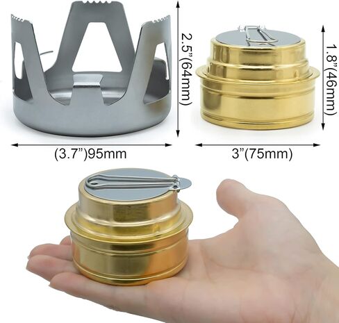 Portable Mini Alcohol Stove for Backpacking Lightweight Brass Spirit Burner with Aluminium Stand for Outdoor Hiking Camping Camp Survival - Gray in Kuwait
