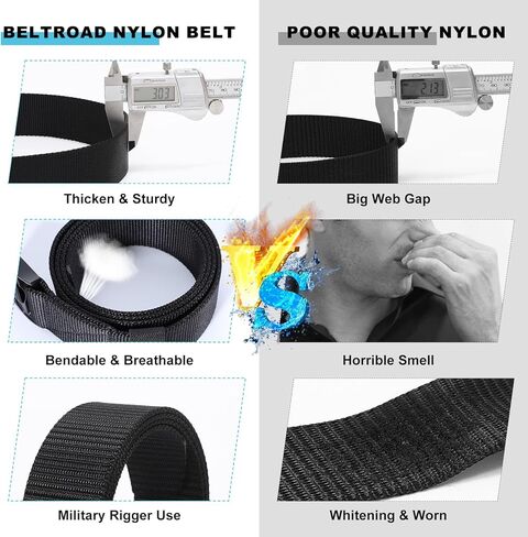 حزام تكتيكي للرجال من BELTROAD أحزمة عمل شبكية من النايلون للرجال حزام عسكري للمشي لمسافات طويلة مع مشبك عالي التحمل سريع التحرير in Kuwait