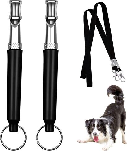 2pcs Ultrasonic Stainless Steel Dog Whistle to Stop Barking, Professional Dog Training & Behavior Aids for Small Medium Large Dogs, Adjustable Dog Whistle with Lanyard Strap to Make Dogs Come to You in Kuwait