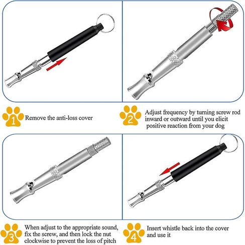 2pcs Ultrasonic Stainless Steel Dog Whistle to Stop Barking, Professional Dog Training & Behavior Aids for Small Medium Large Dogs, Adjustable Dog Whistle with Lanyard Strap to Make Dogs Come to You in Kuwait