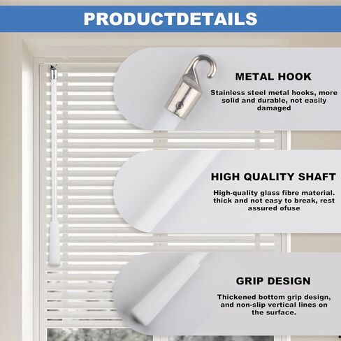 عصا عمياء مقاس 12 بوصة، استبدال عصا الستائر الرأسية بخطاف ومقبض، قضبان إمالة أعمى للنافذة من الألياف الزجاجية البيضاء، قطع غيار عصا الستائر، عصا ستارة عصا إمالة أعمى للنافذة in Kuwait
