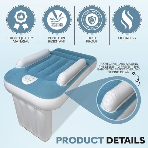 OPANO Inflatable Airplane Bed for Toddler - Portable Air Mattress with Soft Velvet Flocking, Reinforced Edges, Leg Support - Includes Air Pump, Safety Belt, Drawing Screen, Backpack - Baby Essentials in Saudi Arabia