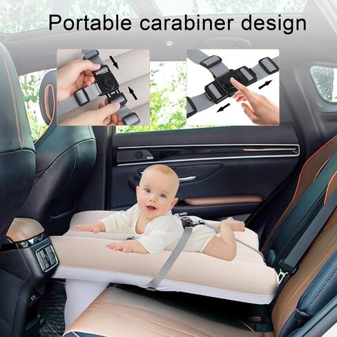 FACULX Toddler Travel Bed, Inflatable Airplane Bed for Toddler Kids with Safety Belt and Pump, Blow Up Toddler Air Mattress for Car, Airplane Economy Seats, Train (Grey) in Kuwait