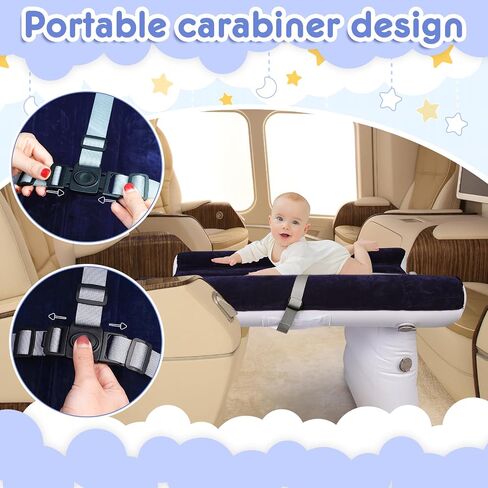 FACULX Toddler Travel Bed, Inflatable Airplane Bed for Toddler Kids with Safety Belt and Pump, Blow Up Toddler Air Mattress for Car, Airplane Economy Seats, Train (Grey) in Kuwait