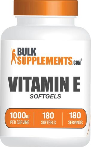 BULKSUPPLEMENTS.COM Vitamin E 1000 IU Softgels - Vitamin E Supplements, Vitamin E Capsules - Antioxidant Support, Vitamin E Softgels - Gluten Free, 1 Softgel per Serving, 180 Softgels in Saudi Arabia