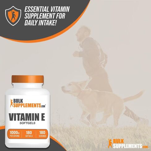 BULKSUPPLEMENTS.COM Vitamin E 1000 IU Softgels - Vitamin E Supplements, Vitamin E Capsules - Antioxidant Support, Vitamin E Softgels - Gluten Free, 1 Softgel per Serving, 180 Softgels in Saudi Arabia