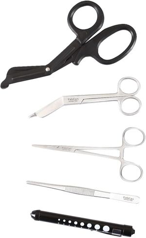 حقيبة أدوات إنقاذ المستجيب الأول للطوارئ من باككان إي إم تي مع مقصات تكتيكية للصدمات، مقص ضمادة، مرقئ، ضوء التلميذ، حقيبة الحافظة - مجموعة طوارئ متعددة الأغراض in Kuwait