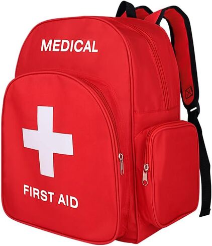Red Emergency Bag First Aid Backpack Empty Medical First Aid Bag Treatment First Responder Trauma Bags for Camping Cycling Outings Daycare in Saudi Arabia