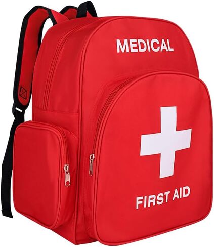 Red Emergency Bag First Aid Backpack Empty Medical First Aid Bag Treatment First Responder Trauma Bags for Camping Cycling Outings Daycare in Saudi Arabia