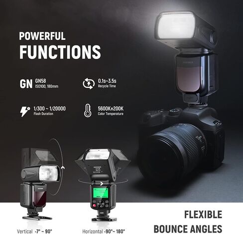 نيوير فلاش سبيدلايت مطور NW645II-C TTL، مصباح يدوي GN58 HSS متوافق مع كانون EOS R6 R5 R3 R M6 850D 800D 760D 750D 650D 600D 7D مارك II 7D 6D 6D مارك II 6D 5D مارك IV/III in Saudi Arabia
