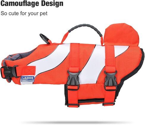 سترة نجاة للكلاب، سترة نجاة تعويم للحيوانات الأليفة، سترة نجاة للكلاب، بدلة سباحة مع مقبض لسلامة المياه على الشاطئ، حمام السباحة، القوارب (كبير، سمكة المهرج) in Kuwait