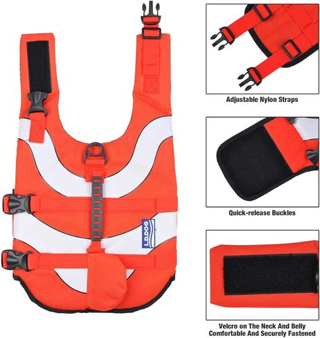 سترة نجاة للكلاب، سترة نجاة تعويم للحيوانات الأليفة، سترة نجاة للكلاب، بدلة سباحة مع مقبض لسلامة المياه على الشاطئ، حمام السباحة، القوارب (كبير، سمكة المهرج) in Kuwait