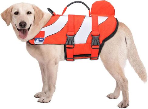 سترة نجاة للكلاب، سترة نجاة تعويم للحيوانات الأليفة، سترة نجاة للكلاب، بدلة سباحة مع مقبض لسلامة المياه على الشاطئ، حمام السباحة، القوارب (كبير، سمكة المهرج) in Kuwait