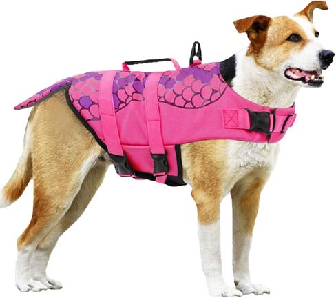 سترة نجاة للكلاب من Due Felice للسباحة والقوارب سترة تعويم لسلامة الحيوانات الأليفة مع مقبض إنقاذ، للكلاب الصغيرة والمتوسطة والكبيرة حورية البحر/صغيرة in Kuwait