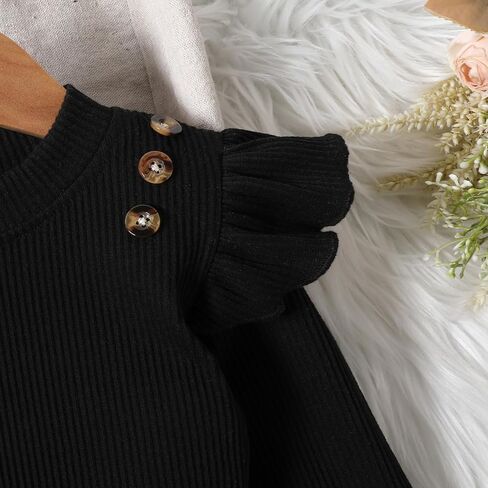 Madjtlqy Toddler Baby Girl Fall Winter Clothes Outfits Knitted Solid Long Sleeve Turtleneck Pullover Tops + Mini Skirts Set in Kuwait