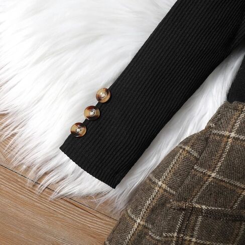 Madjtlqy Toddler Baby Girl Fall Winter Clothes Outfits Knitted Solid Long Sleeve Turtleneck Pullover Tops + Mini Skirts Set in Kuwait