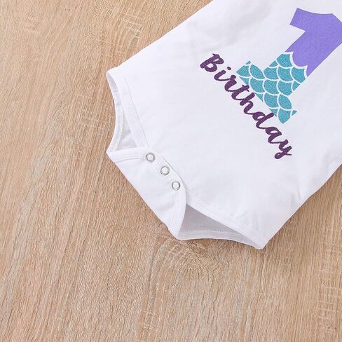 Baby Girls 1st/2nd First Birthday Outfits Cotton Romper TuTu Skirt with Sequins Bowknot Headband 3Pcs in Kuwait