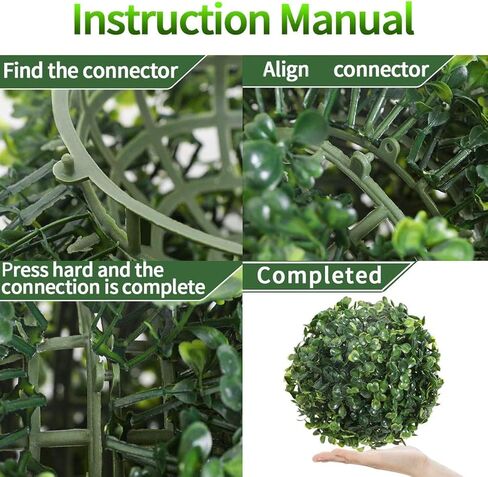 تيفولي نباتات كروية صناعية من خشب البقس مقاس 6 انش، نباتات معلقة لتزيين حفلات الزفاف والشرفة الامامية والاماكن الداخلية والخارجية من 4 قطع in Kuwait