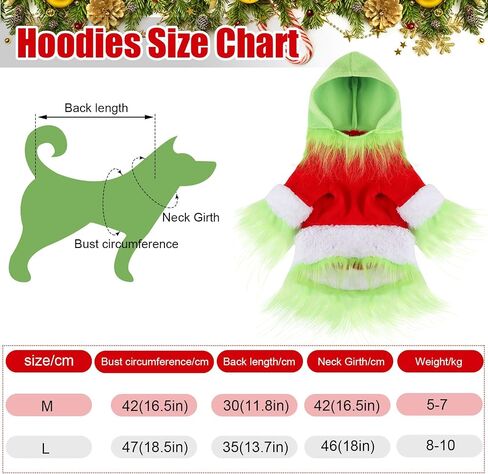 Abbylike Dog Christmas Costume Green Hoodie Pet Xmas Cosplay,M,Classic in Kuwait