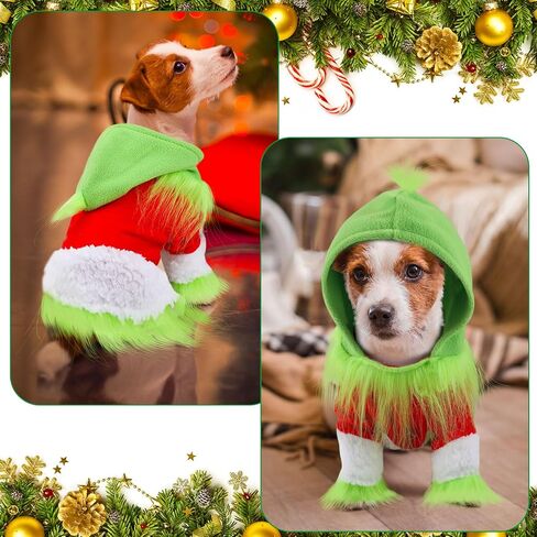 Abbylike Dog Christmas Costume Green Hoodie Pet Xmas Cosplay,M,Classic in Kuwait