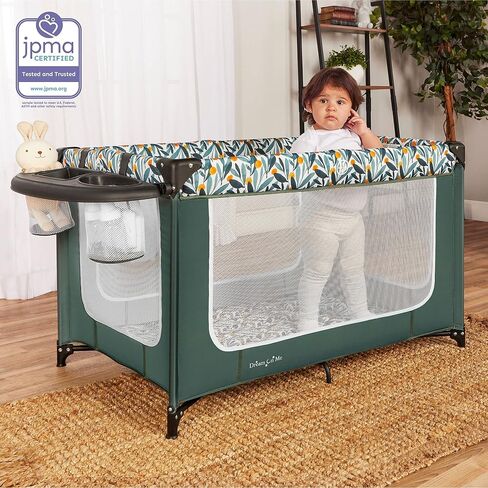 Dream On Me Emily Rose Deluxe Playard in Black and White with Infant Bassinet and Changing Tray, Lightweight Portable and Convertible Playard for Baby, Breathable Mesh Sides and Soft Fabric in Kuwait