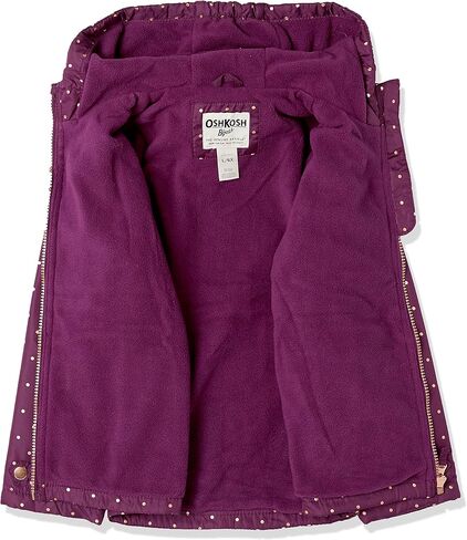 معطف شتوي بغطاء للرأس للفتيات من OshKosh B'gosh، أرجواني مع نقاط فويل أنيقة بالكامل in Kuwait