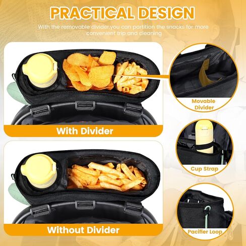 صينية الوجبات الخفيفة لعربة الأطفال من Orzbow مع حامل أكواب معزول وأداة هش، وأشرطة حصرية غير قابلة للانزلاق - قضيب عربة الأطفال ذو قبضة محكمة، وحامل الوجبات الخفيفة وحامل المشروبات لمرفق صينية الوجبات الخفيفة لعربة الأطفال، أسود in Kuwait