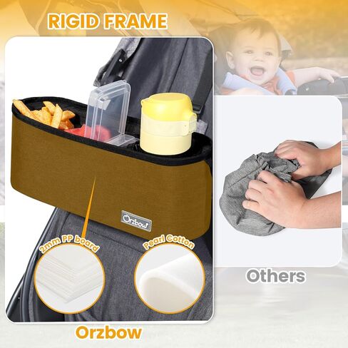 صينية الوجبات الخفيفة لعربة الأطفال من Orzbow مع حامل أكواب معزول وأداة هش، وأشرطة حصرية غير قابلة للانزلاق - قضيب عربة الأطفال ذو قبضة محكمة، وحامل الوجبات الخفيفة وحامل المشروبات لمرفق صينية الوجبات الخفيفة لعربة الأطفال، أسود in Kuwait