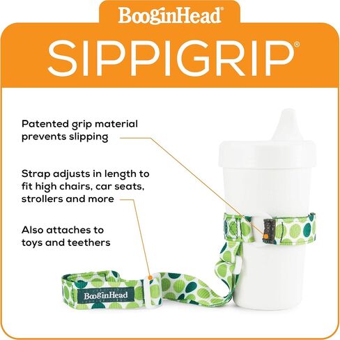 BooginHead Baby Toddler SippiGrip Sippy Cup Holder Strap, Polka Dots Green in Kuwait