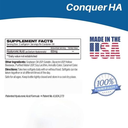 Conquer HA Original Form Hyaluronic Acid Pack of 4, Improve Mobility, Flexibility - 60 softgel Caps in Saudi Arabia