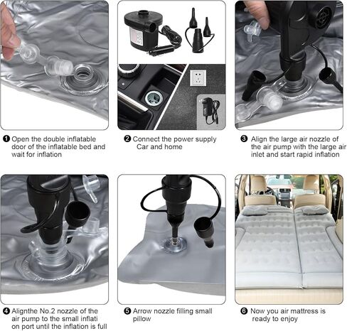 مرتبة هوائية للسيارة ISWEES، مراتب هوائية للتخييم، سرير سيارة، مرتبة هوائية لسيارات الدفع الرباعي مع مضخة كهربائية، رصيفان ووسادتان، مرتبة قابلة للنفخ للسيارة - متدفقة وPVC، سرير نوم للسيارة للمنزل والخارج والسفر in Kuwait