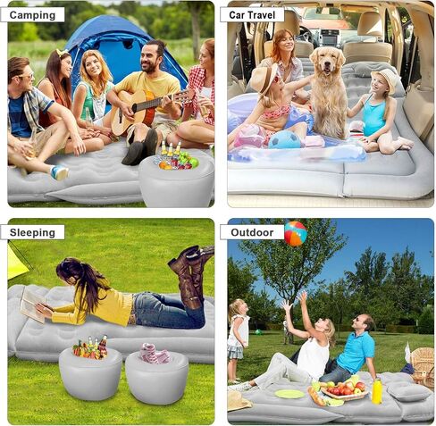 مرتبة هوائية للسيارة ISWEES، مراتب هوائية للتخييم، سرير سيارة، مرتبة هوائية لسيارات الدفع الرباعي مع مضخة كهربائية، رصيفان ووسادتان، مرتبة قابلة للنفخ للسيارة - متدفقة وPVC، سرير نوم للسيارة للمنزل والخارج والسفر in Kuwait