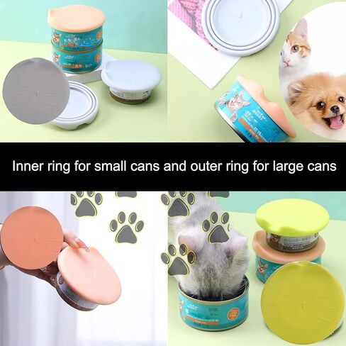 أغطية علب WOHENI، أغطية علب طعام الكلاب، أغطية علب طعام القطط، أغطية علب طعام الحيوانات الأليفة مع ملعقة طعام للكلاب، ملعقة طعام القطط وغطاء العلبة، ملاعق طعام الحيوانات الأليفة للأغذية الرطبة (رمادي + وردي + أخضر) in Kuwait
